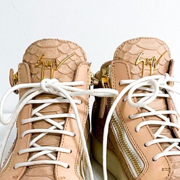 GIUSEPPE ZANOTTI Blush Pink Snake Embossed Leather Sneakers, Size 38EU - Picture 10 of 13